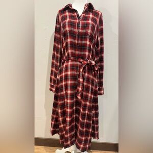 Universal Thread Red and Black Plaid Long Sleeve Dress Medium